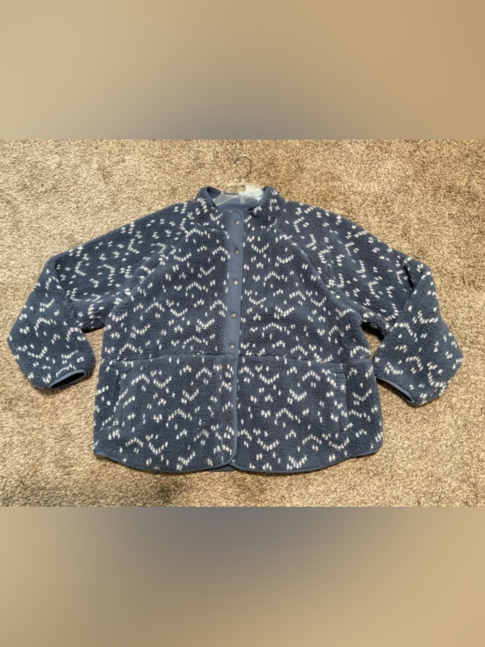 Sonoma Blue and White Snap Front Teddy Fleece Size 2X